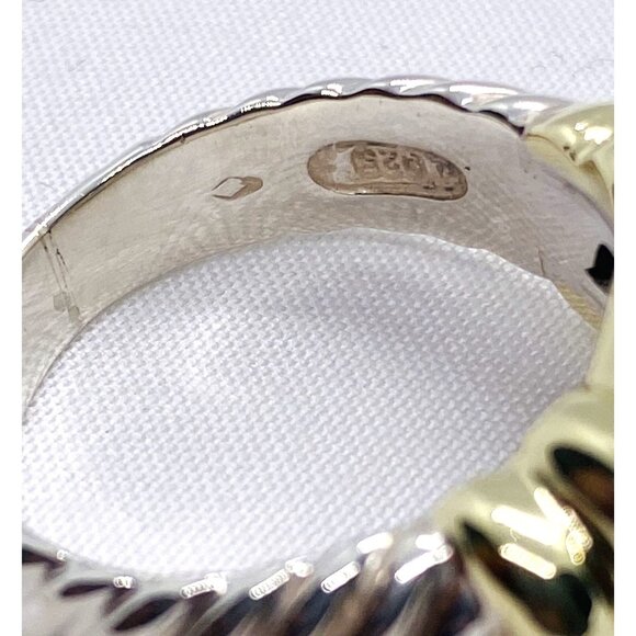 David Yurman 14K Gold & Sterling Silver Noblesse Hematite Ring READ - Picture 8 of 10